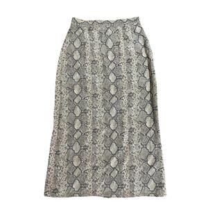 Rokh Brown Silk Crepe High-Rise Snake-Skin Print Midi Pencil Skirt
